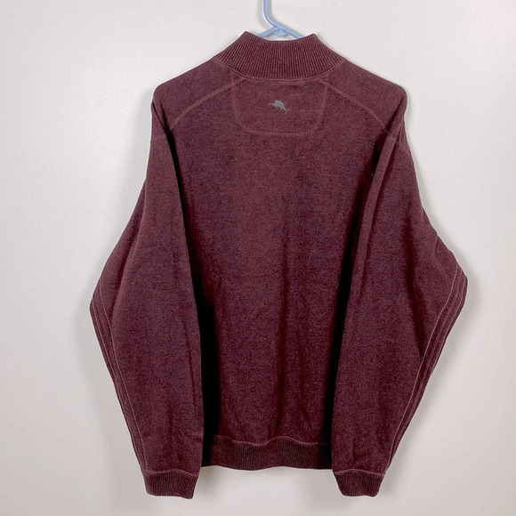 Tommy Bahama Flipshore Quarter Zip in maroon and gray - Picture 8 of 16